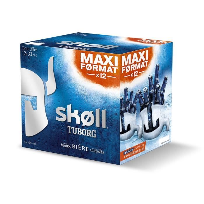 SKOLL TUBORG Pack de 12 Bieres aromatisées vodka et agrumes 6° - Maxi format - 33 cl