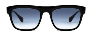 Lunettes de Soleil Homme Authentique GIGI BARCELONA modèle FLOYD en Acétate noir brillant et verres bleus dégradés.