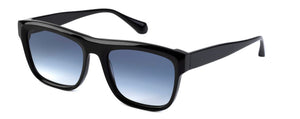 Lunettes de Soleil Homme Authentique GIGI BARCELONA modèle FLOYD en Acétate noir brillant et verres bleus dégradés.