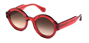 Lunettes de Soleil Femme Authentique GIGI BARCELONA modèle LAURA en Acétate bordeaux transparent et verres marrons dégradés
