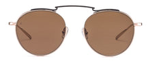 Charger l&#39;image dans la galerie, Lunettes de soleil unisexes Authentique GIGI Barcelona MIAMI en métal Titanium Métal doré mat, barre supérieure peinte à la main en noir mat, verres marron uni.
