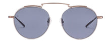 Charger l&#39;image dans la galerie, Lunettes de soleil unisexes Authentique GIGI Barcelona MIAMI en métal Métal gris foncé, barre supérieure peinte à la main en marron mat, verres bleus.
