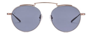 Lunettes de soleil unisexes Authentique GIGI Barcelona MIAMI en métal Métal gris foncé, barre supérieure peinte à la main en marron mat, verres bleus.