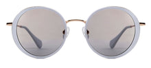 Charger l&#39;image dans la galerie, Lunettes de Soleil Femme Authentique GIGI BARCELONA modèle VENUS en Acétane et métal Doré brillant avec des cerceaux acétate en grus et des verrés dégradés en gris
