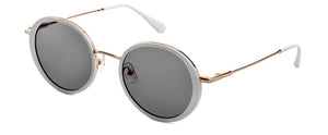 Lunettes de Soleil Femme Authentique GIGI BARCELONA modèle VENUS en Acétane et métal Doré brillant avec des cerceaux acétate en grus et des verrés dégradés en gris