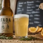 Biere fada blanche 5% agrumes et romarin, bouteille 33 cl et verre