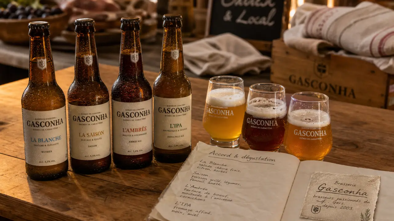 Brasserie artisanale gasconha : étiquette de bière locale