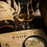 Rhum riviere du mat : bouteille ambrée, verre et fût de chêne