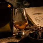 Whisky Connemara tourbé sur chêne, verre ambré, bruyère