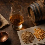 Whisky ingredient : orge, maïs, seigle, eau, levure et fût en image