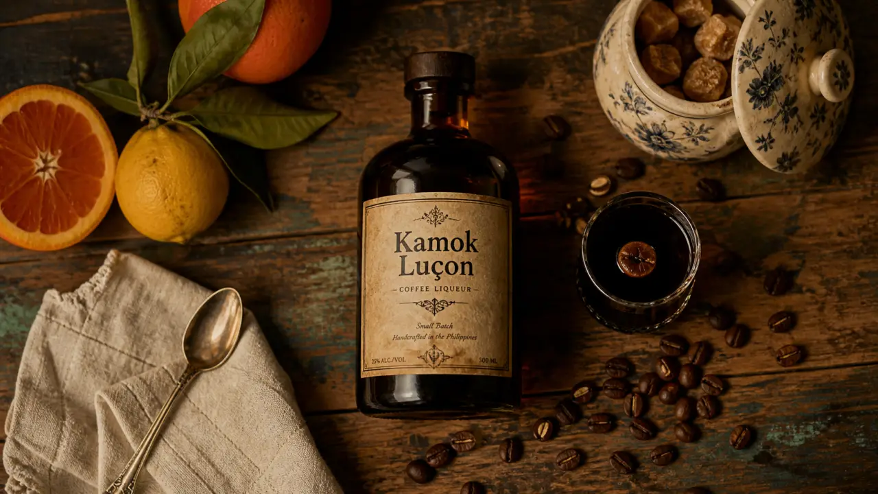 Alcool vendéen Kamok Luçon : bouteille et liqueur café de Trouspinette