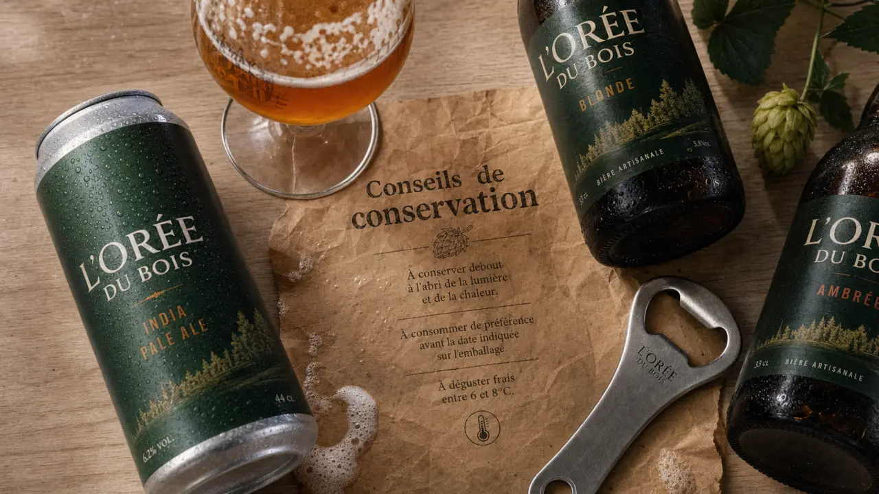 Bière de la plaine brasserie artisanale, canette, bouteilles et verre tulipe fraîcheur