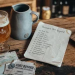 Brasserie artisanale Fort Boyard : bière non filtrée, verre ambré sur table à Oléron