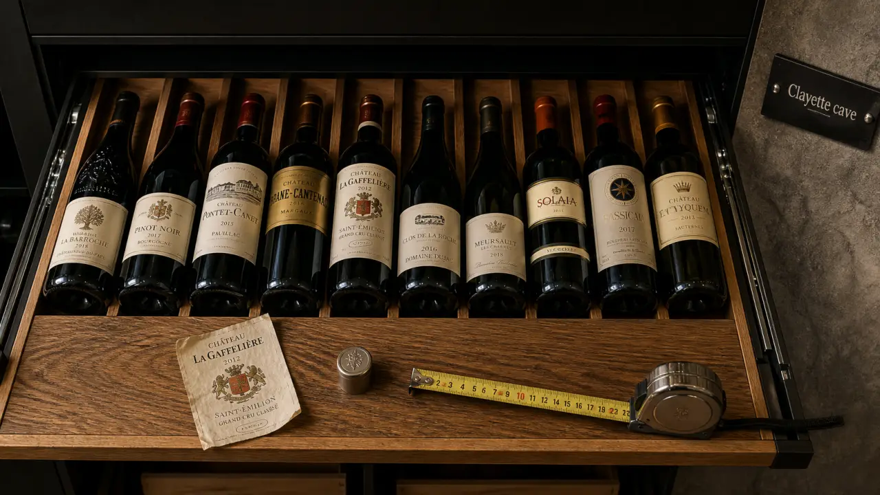 Clayette cave à vin en bois, bouteilles couchées