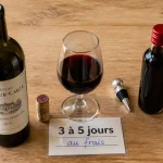 Conservation vin rouge ouvert : 3 à 5 jours au frais
