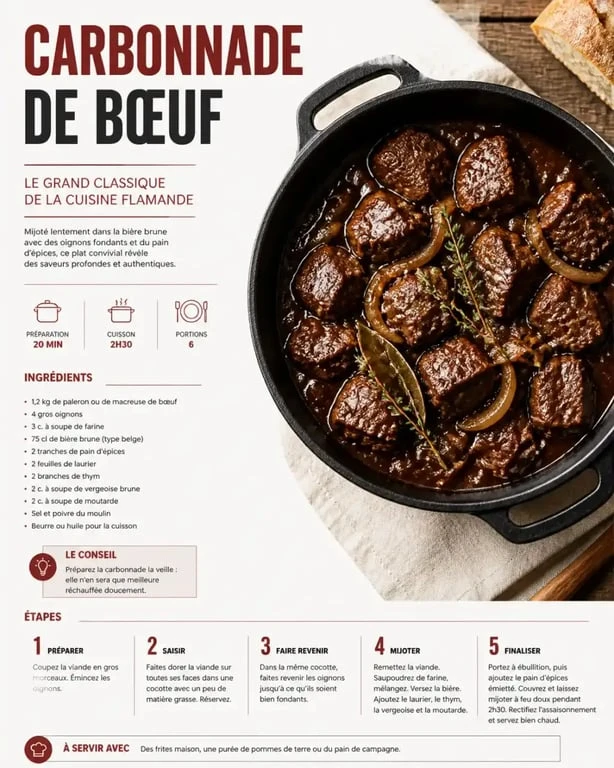 Carbonnade de bœuf à la bière artisanale Gangloff dans une cocotte