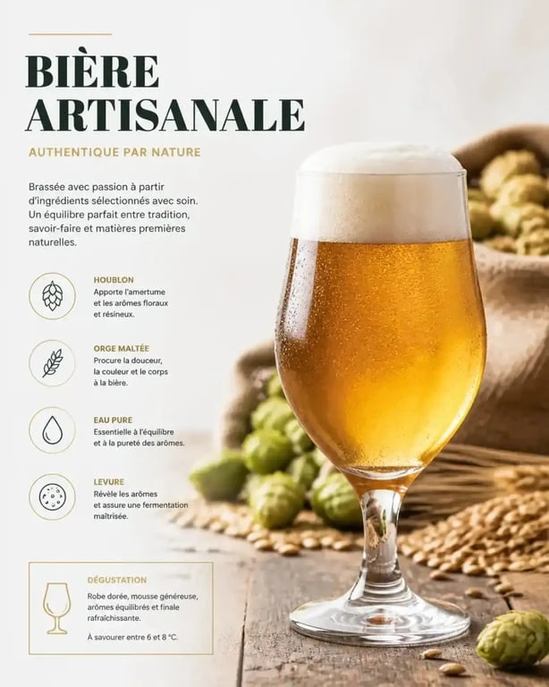 Bière artisanale de la brasserie artisanale Saint-Pierre servie dans un verre