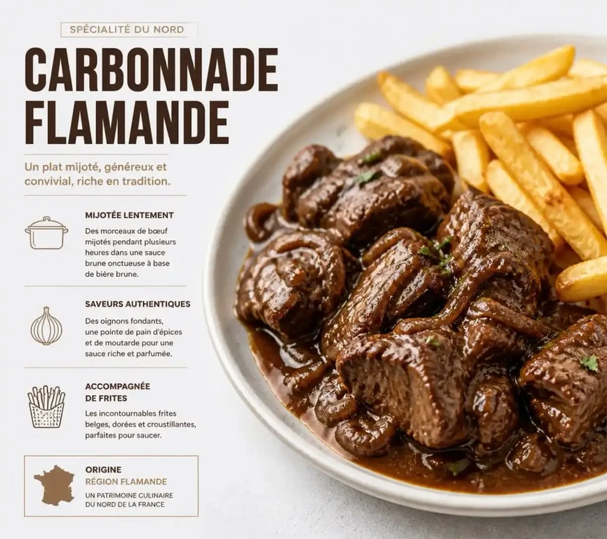 Carbonnade flamande traditionnelle, plat typique de la bière du nord ch'ti