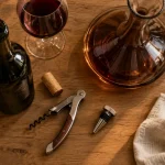 Accessoire vin : couteau de sommelier et tire-bouchon sur table