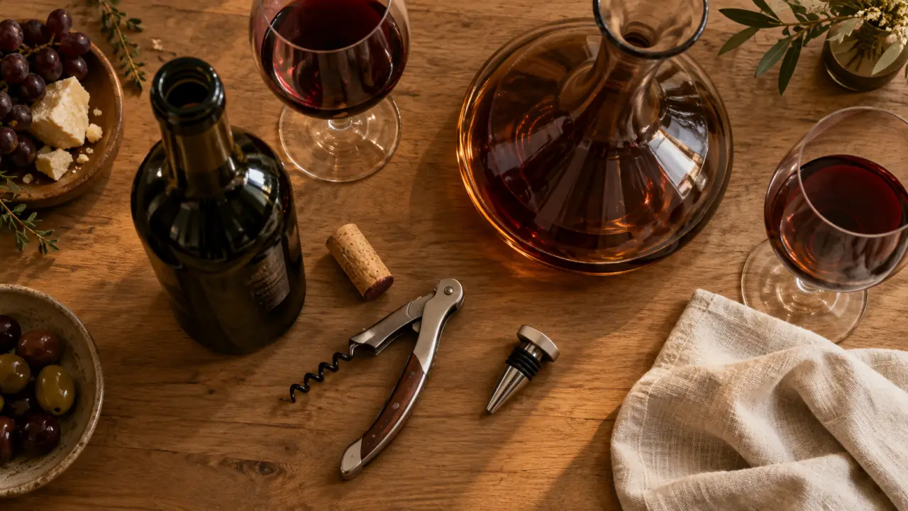 Accessoire vin : couteau de sommelier et tire-bouchon sur table