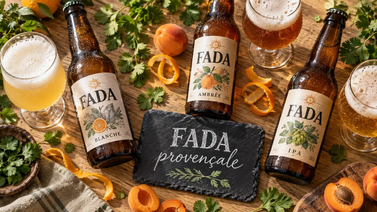 Biere FADA : bouteilles artisanales et verres de dégustation