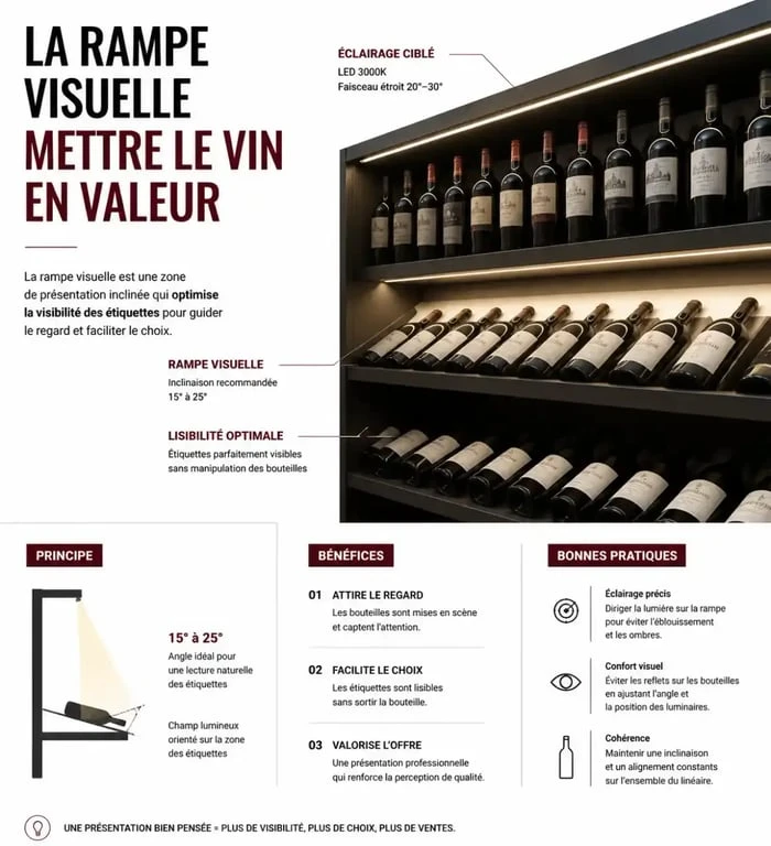 Technique de la rampe visuelle pour l'agencement d'une cave à vin
