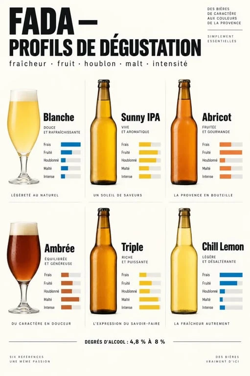 Gamme de bière FADA : profils, couleurs et degrés d’alcool des différentes références