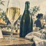 Vin pétillant : verre tulipe à fines bulles et apéritif