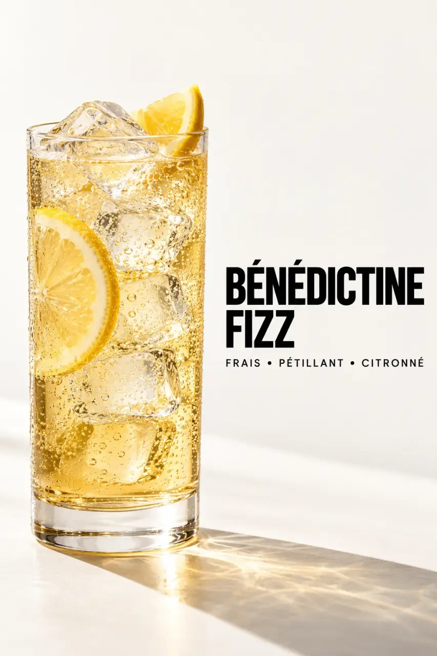 Cocktail Bénédictine Fizz au citron et à l'eau gazeuse