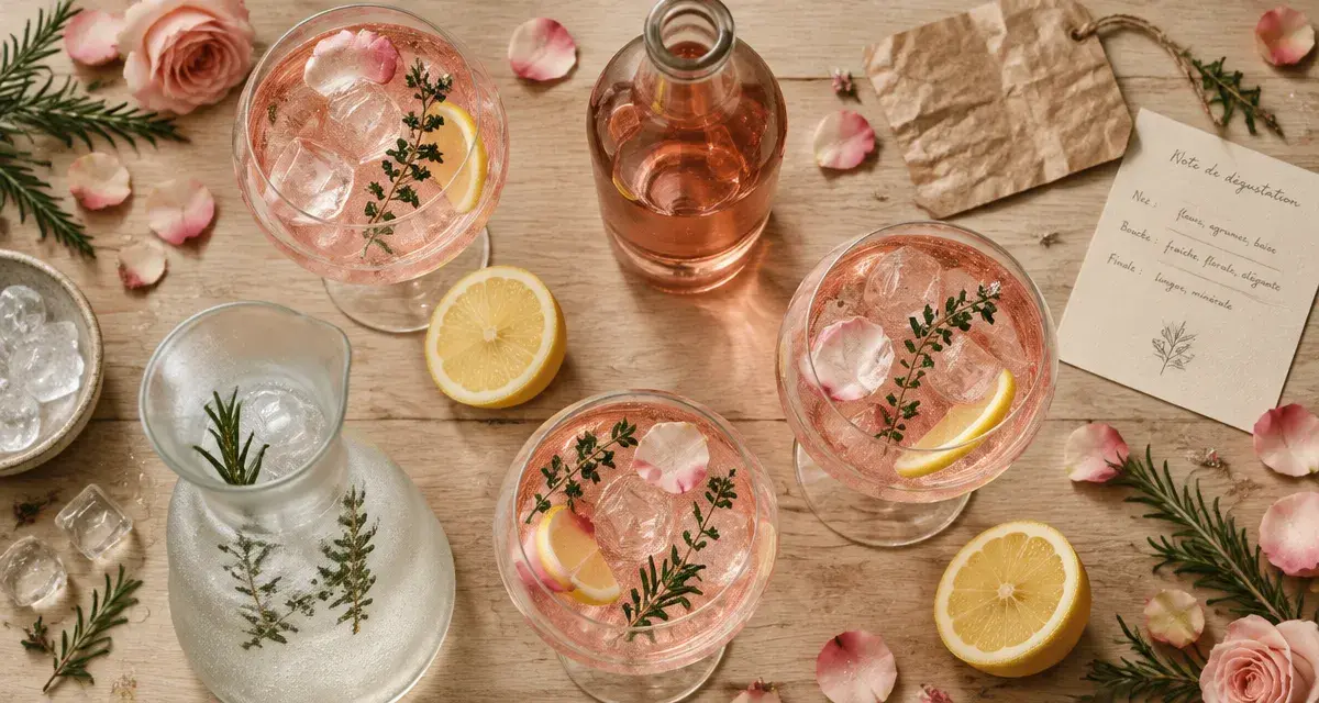 Roses gin avec tonic sec à la rose, sans masquer les arômes