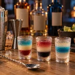 Shooter alcool : trois verres froids et ingrédients frais